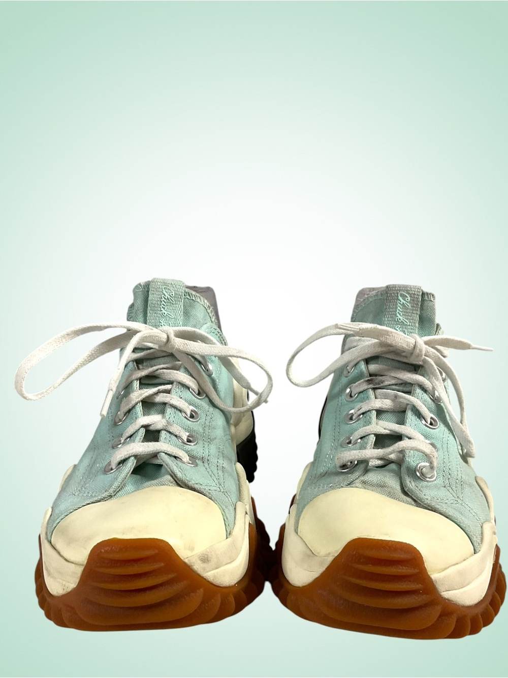 Converse Run Star Wave-Soled Sneakers in Mint Green/Cream Unisex 27.6cm M 9/W 11 - Picture 6 of 14